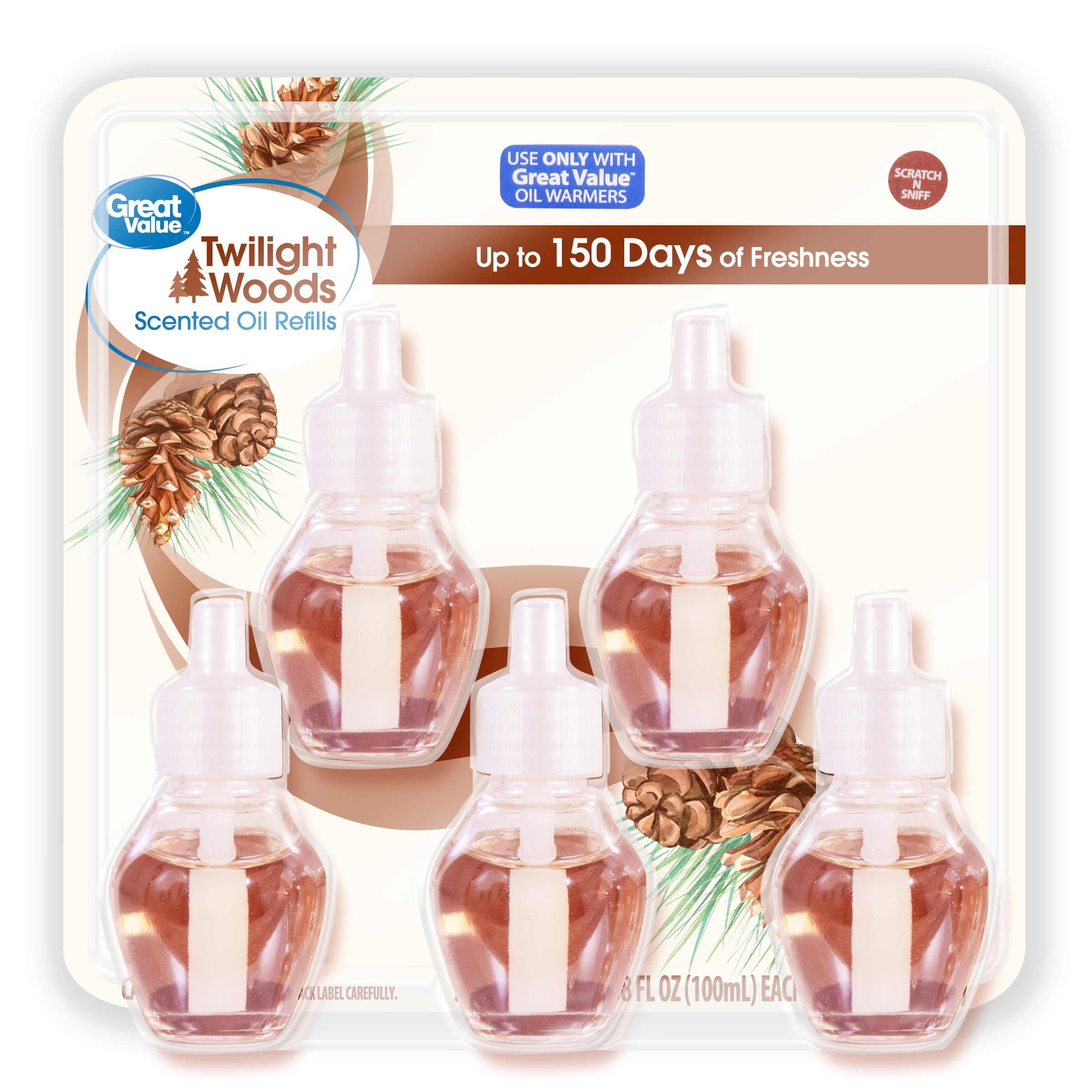 Great Value Plug In Scented Oil Refills, (5 X .67 fl oz), Twilight