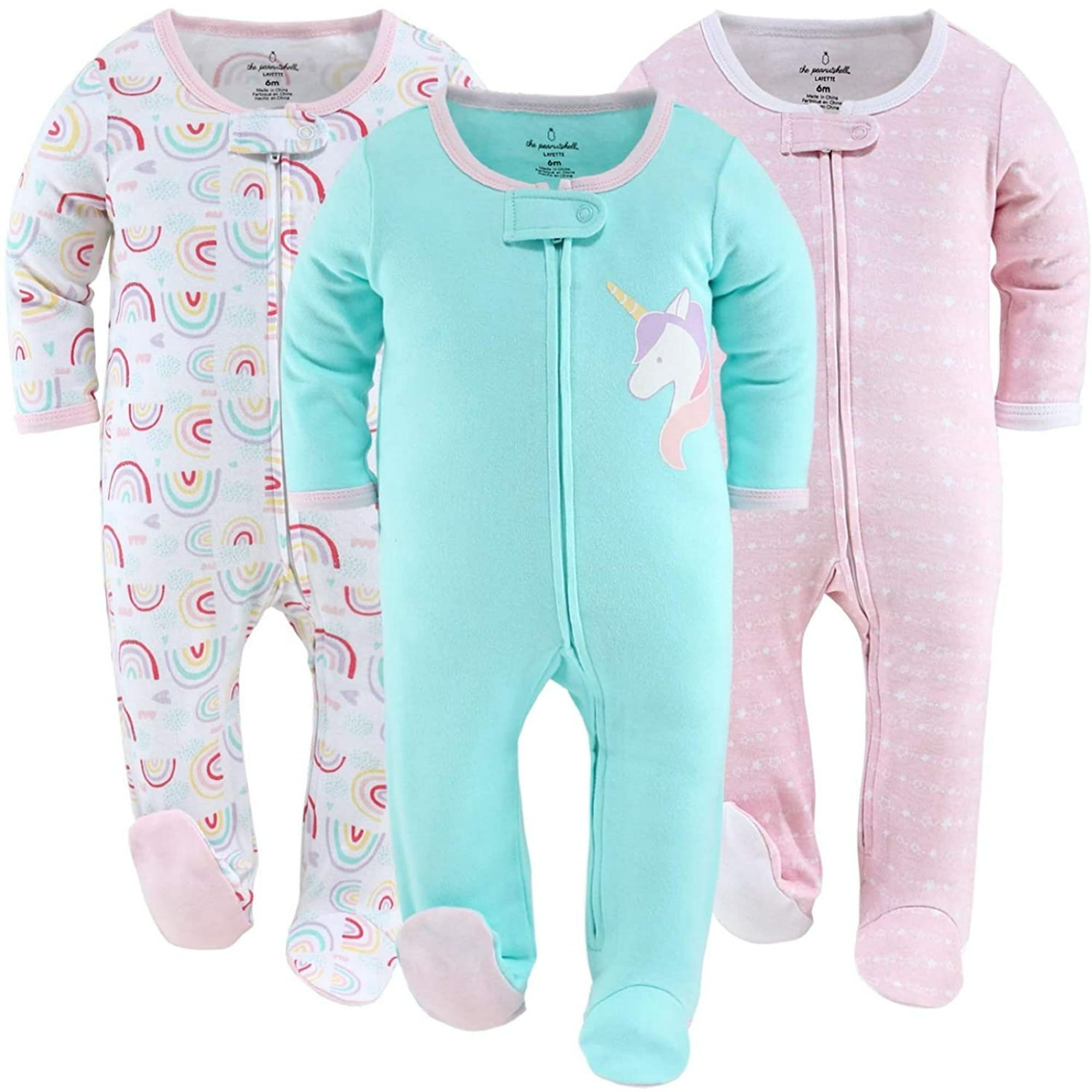 Footed Baby Sleepers for Girls, Unicorn & Rainbow Pajama Set, Newborn to 12  Month Sizes | Walmart Canada
