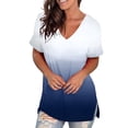thumbnail image 4 of Blouse Mode Femme à Imprimé Dégradé Col en V Manches Courtes T-Shirt Ample, 4 of 11