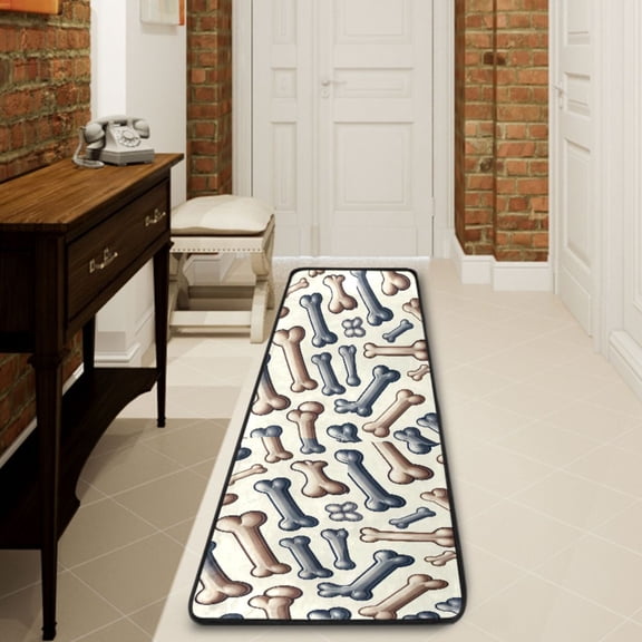 Ryvnso Bones Dog Pattern Hallway Runner Rugs Floor Carpet Non Slip Entryway Mat 2' x 6'