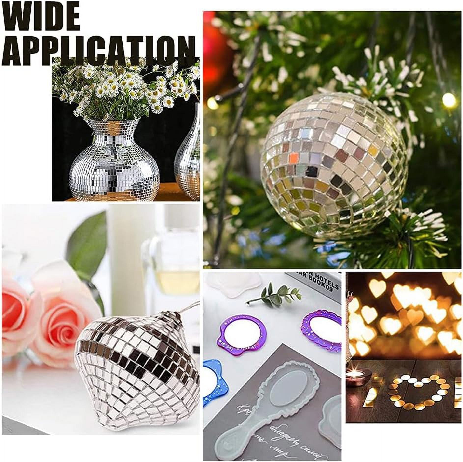200pcs 1 Inch Square Mosaic Tiles Decorative Adhesive Acrylic Mirror Craft Mini Mirror Tiles Small Decorative Glass Mirrors for Arts Crafts Photo Framing Traveling Room Decoration