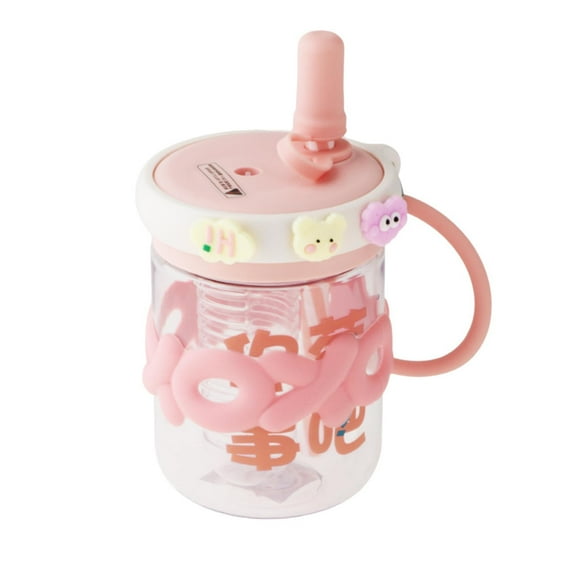 Lipstore Water Bottle with Straw Water Cup Large Capacity Drinkware Cartoon and Stickers