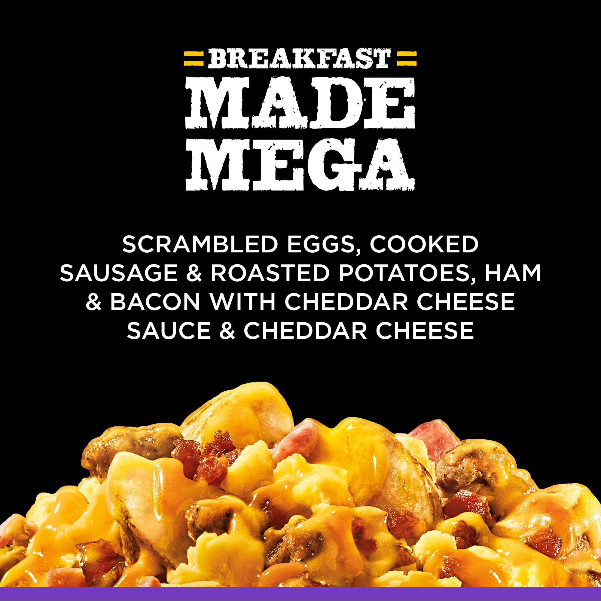 Banquet MEGA Breakfast Bowl Meat Lovers, 30g Protein, Frozen Breakfast Bowl, 9 oz. Bowl