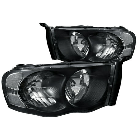 Spec-D Tuning For 2002-2005 Dodge Ram 1500 2500 Crystal Headlight Head Lamps Black 2002 2003 2004 2005 (Best Headlights For 2nd Gen Dodge Ram)