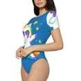 thumbnail image 2 of The Xecao Cool Unicorn Star Golden Women's Crew Neck Body Suit, a short-sleeved bodysuit and basic swimsuit, both comfort and style for dating and daily life, 2 of 9