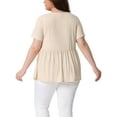 thumbnail image 3 of Agnes Orinda Women's Plus Size St. Patrick's Day Rib Shirts Solid Peplum Tops Square Neck Babydoll Clothes Blouses 3X Beige, 3 of 6