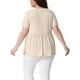 thumbnail image 3 of Camisas de mujer de talla grande Agnes Orinda, blusas de peplum sólido, cuello cuadrado, estilo babydoll, 1X beige, 3 of 6
