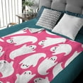 thumbnail image 5 of Pink Ghost Fleece Blanket Throw | Super Soft, Plush, Luxury Flannel Throw | for Bed, Sofa, Couch, Travel, Camping 80"x60" for Adults, 5 of 6