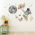 thumbnail image 2 of Space Astronaut Man Wall Sticker Gold Moon Star Wall Decals for Kids Boy Baby Nursery Wall Decor Cute Mural Removable Wall Door Fridge Cabinet Furniture Car Decal (Set of 2 Variants), 2 of 7