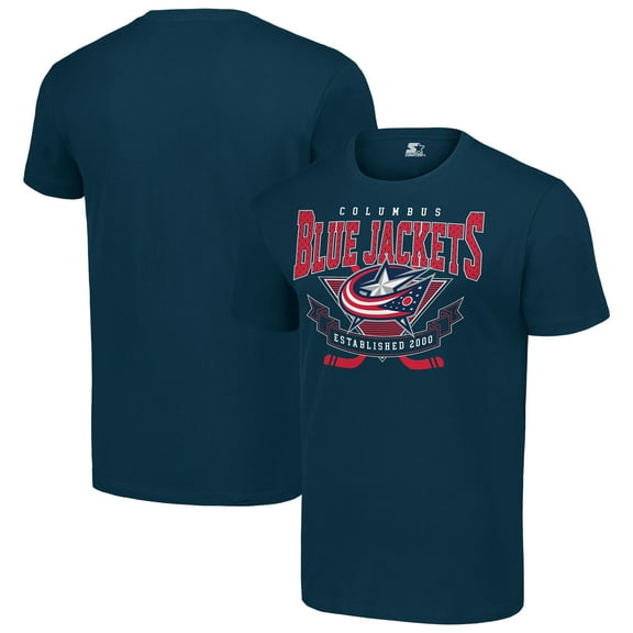 Men's Starter Navy Columbus Blue Jackets Team Logo Graphic T-Shirt