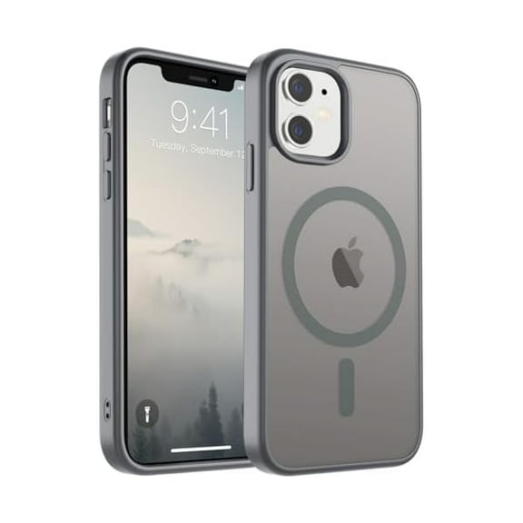 Magnetic for iPhone 11 Phone Case (Compatible with MagSafe) (Military Grade Drop Protection) Slim Translucent Matte Shockproof with Anti-Fingerprint Phone Case,Gray