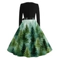thumbnail image 4 of Christmas Dresses for Women Ladies' Christmas Printed Casual And Fashionable V-neck Long Sleeved Dress for Holiday Festive,Dark Green,3XL, 4 of 7