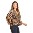 thumbnail image 3 of Sakkas Sante Women's Boho Loose V neck Long Sleeve Elastic Tunic Top Blouse Floral - 583-Black - L/XL, 3 of 5