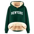 thumbnail image 2 of Lined Hoodies for Women 2025 Winter Long Sleeve Thick New York Graphic Hooded Sweatshirt Pullover Tops, 2 of 3