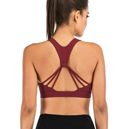 

FUTATA Women s Fitness Yoga Running Workout Bra Sports Bra Fashion Sexy Cross Strap Sports Bra Low Impact Lace Up Sports Bra Solid Color Strap Removable Chest Pad