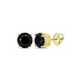 thumbnail image 1 of FB Jewels 10kt Yellow Gold Unisex Round Black Color Enhanced Diamond Solitaire Earrings 3 Cttw, 1 of 1