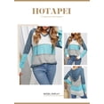thumbnail image 3 of HOTAPEI Hooded Sweaters for Women Color Block Hoodie Crochet Hollow Out Sweater Long Sleeve Drawstring Hoodies Lightweight Hooded Sweater, 3 of 6