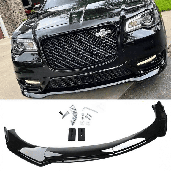 For Chrysler 300 2005-2020 Front Bumper Lip Splitter Spoiler Chin Kit Gloss Blk