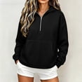 thumbnail image 2 of Women’s Half Zip Hooded Sweatshirt - Fall Long Sleeve Loose Pullover Tops - Casual Outdoor Sport Loungewear Tops with Pockets, 2 of 5