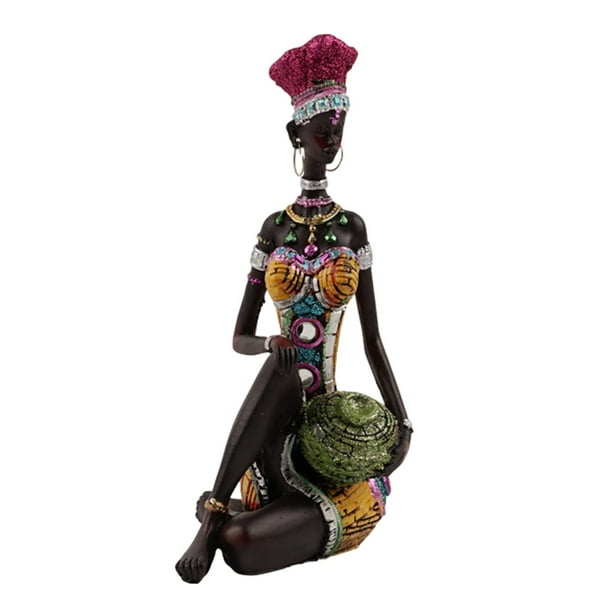 Figura de mujer tribal, artesanía coleccionable, decoración del hogar, figura de mujer africana Estilo D