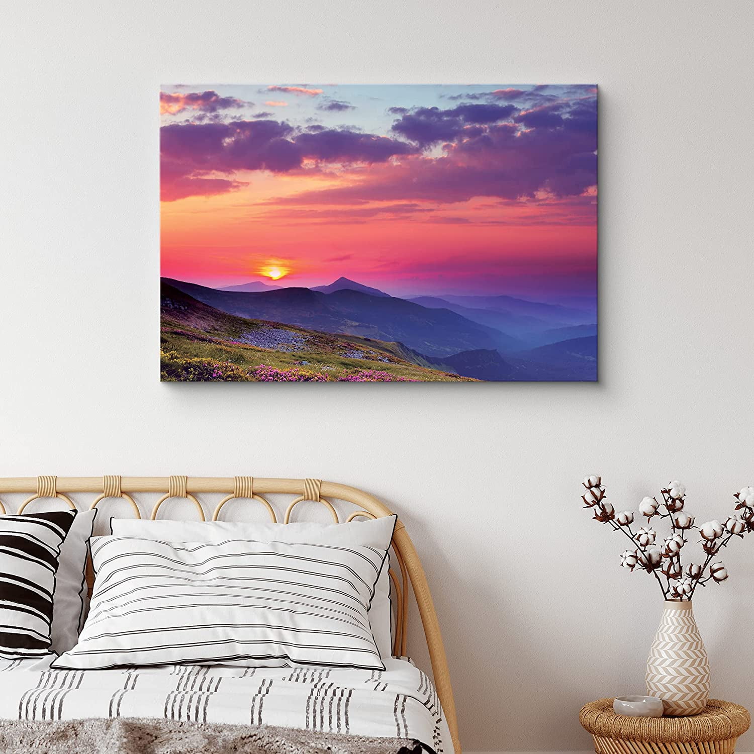 絵画 Red Mountain IDEA4WALL Canvas Wall Art Red, Orange Sunset Over Purple