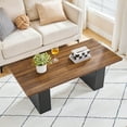 thumbnail image 2 of HOOBRO Minimalist Coffee Table with Fluted Legs, Black and Walnut, 2 of 9