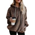 thumbnail image 1 of Sudadera de invierno para mujer Sudadera de lana difusa Sudadera con capucha de gran tamaño con bolsillos Sincero Hogar, 1 of 5