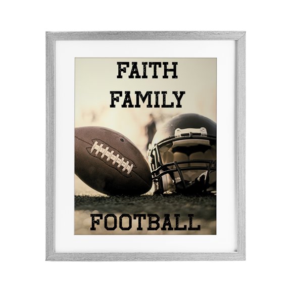Stupell Industries Mid-Century Faith Family Football Gray Framed Print Under Glass, 17 x 21, by Jesse Keith