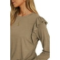 thumbnail image 5 of JWD Long Sleeve Shirts for Women Knit Tops Casual Crewneck Ruffle Tops Loose Fit Fawn-Small, 5 of 7