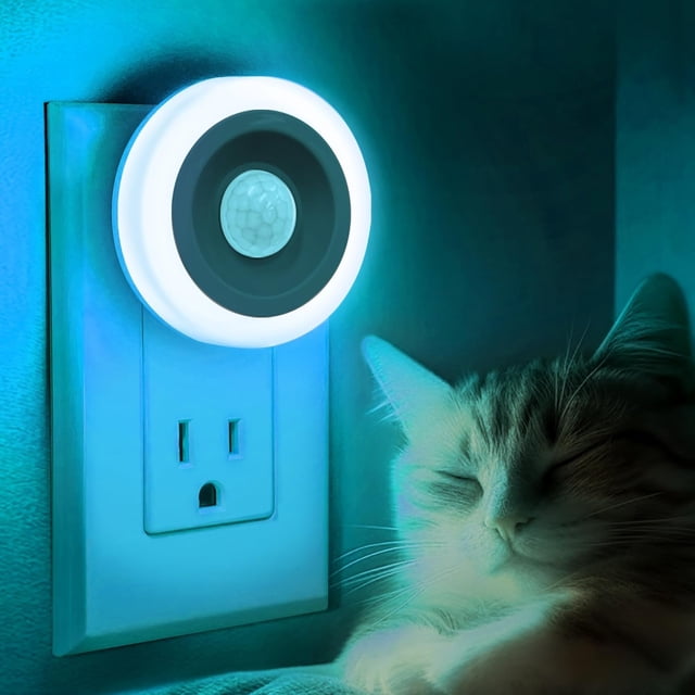 SHIBA-Motion Sensor Night Light Azure Blue, 2 Pack Night Lights Plug into Wall, Auto On/Off Motion Activation Nightlight, Energy-Saving 0.6W LED Blue Night Light, Ideal for Kids, Bedroom, Bathroom