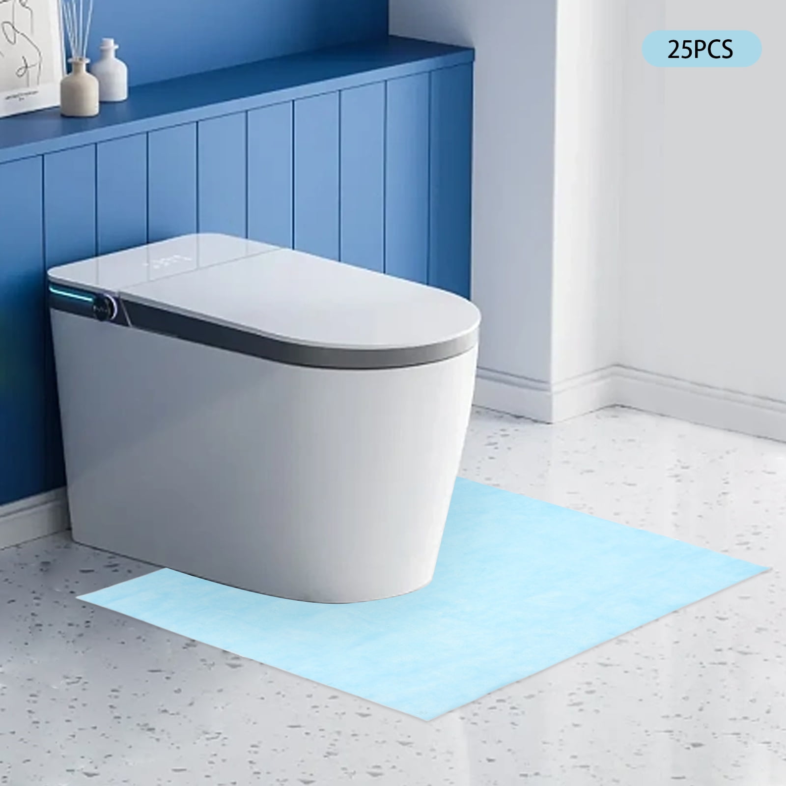 YIYIBYUS 25Pcs Disposable Toilet Mat U-shaped Contour Incontinence Pads Non-slip Waterproof Toilet Training Rug for Kids Bathrooms Floor