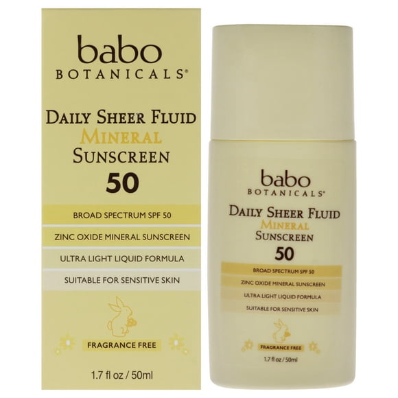 Daily Sheer Mineral Sunscreen Fluid SPF 50 por Babo Botanicals para unisex - 1.7 oz Protector solar