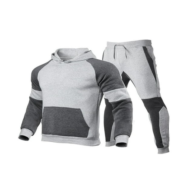 Spring Men ‘s Jogging Tracksuits Sweatsuits Activewear Long Sleeve Pullover Hoodies Sweatshirt+Long Sweatpants Black Red M