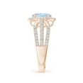 thumbnail image 3 of Angara Natural 1 Ct. Aquamarine with Diamond Halo Ring in 14K Rose Gold for Women (Ring Size: 12), 3 of 10