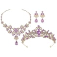 thumbnail image 5 of Purple Bridal Crown Jewelry Set Dangling Earrings Necklace for Brides Wedding Birthday 1 Set, 5 of 5