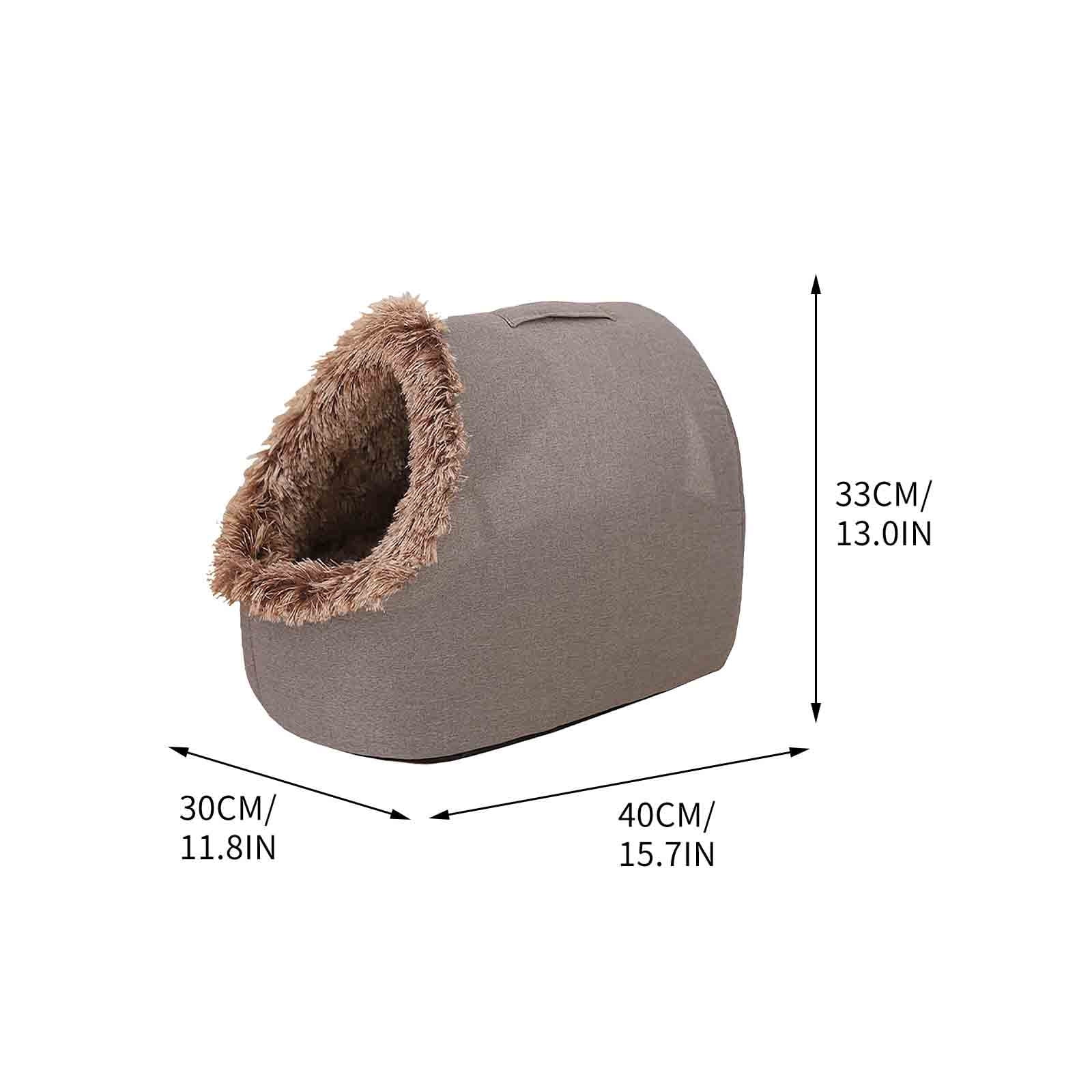 Medium Size Warm Pet Cave Bed - Thick Insulated Enclosed Sleeping Bed for Dogs & Cats, Portable Winter Pet Bed, Cozy Indoor Nest for Cold Weather Nights, Keeps Pets Warm, 11.8*15.7*13in, Coffee