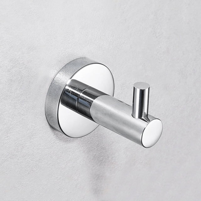 Gancho de toalla cromado de acero inoxidable, organizador de baño, montaje en pared, gancho de pared moderno para toalla de baño con acabado cromado antioxidante