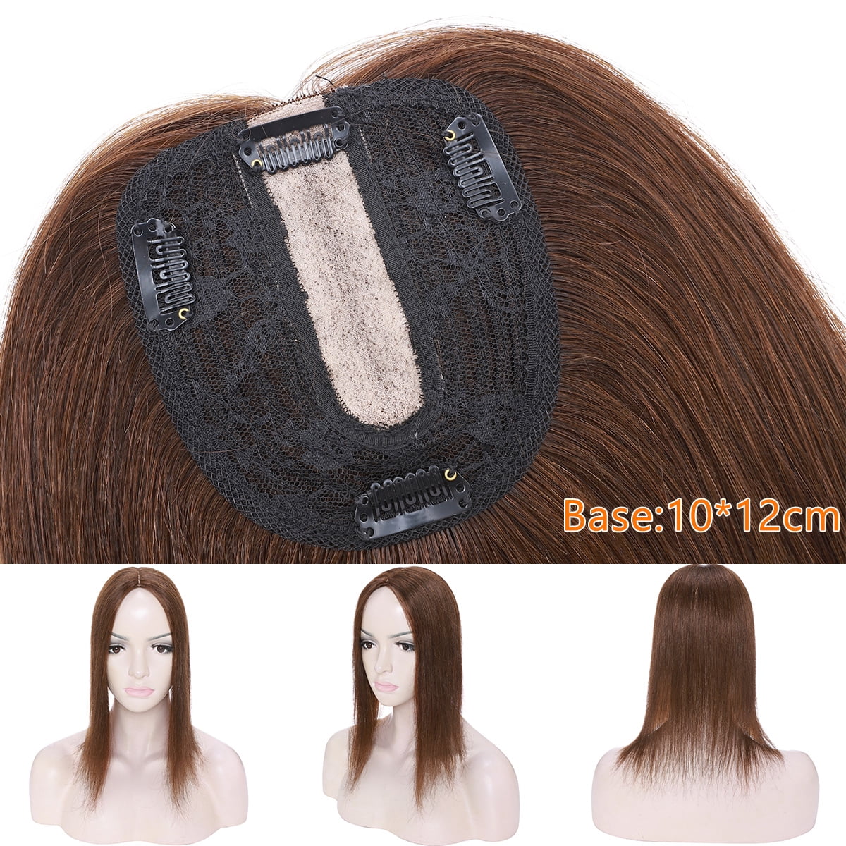 SEGO Clip in Hair Extensions Human Hair Toppers 100% Real Human Hair Topper for Thinning/Loss Hair Natural Black Hair Pieces