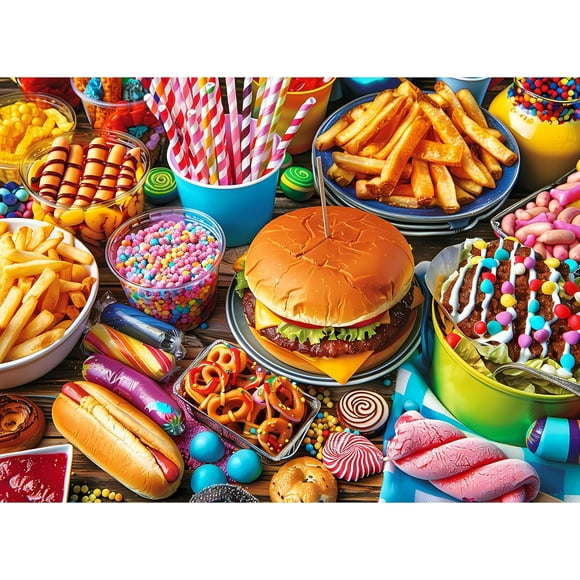 500 Piece Puzzle for Adults, Hamburger Jigsaw Puzzles, Youths Favorite Foods Puzzles 500 Pieces, Birthday and Barious Holiday Party for Family Adult, Funny Puzzle for Adults