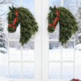 thumbnail image 6 of Horse Head Christmas Wreath - Handmade Rustic Equestrian Door Wreath for Front Door Decor, Festive Horse Christmas Decorations, Durable Fabric Wreath for Outdoor Holiday Use,16.54*12.99in, Green, 6 of 10