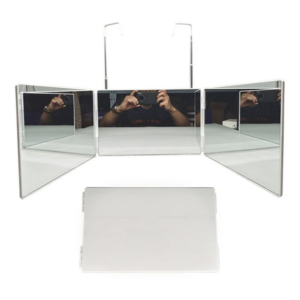 Espejo Plegable De 3 Vías Para Maquillaje, Espejo Triple Ajustable Para Autocorte Y Peinado, Herramienta De Corte De Pelo Diy Yuarrent CE006973-00