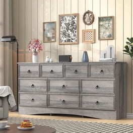 Furinno Tidur 4-Drawer Dresser, Solid French Oak Grey, Simple Design with Handle