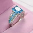 thumbnail image 2 of 8*10mm Light Blue Topaz Cz Cut Women Engagement Band 925 Silver AAA Ring Sz 6-10, 2 of 5