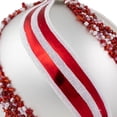 thumbnail image 3 of Set of 2 Silver with Red Glitter and Beads Striped Glass Christmas Ball Ornaments 4", 3 of 6