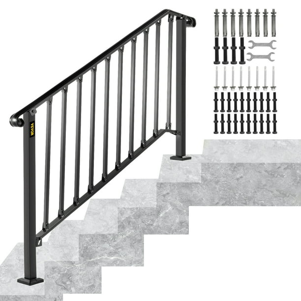 VEVOR Handrail 4 steps or 5 steps For Outdoor Stairs Handrail Height adjustable Stair Railing