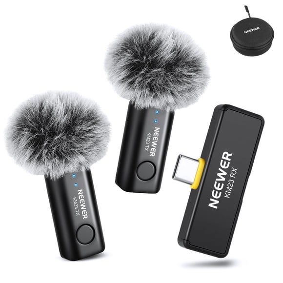 NEEWER Wireless Lavalier Microphone for iPhone Android Tablet PC Laptop 131ft/40m Range Noise Cancellation Omnidirection