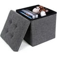 thumbnail image 6 of SONGMICS 15" Storage Ottoman Bench Cube Footrest, Folding, Dark Gray, 6 of 8