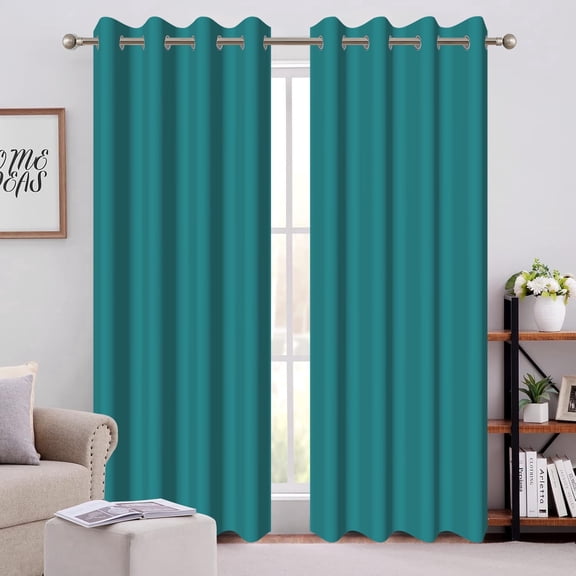 2 Panels Teal/Turquoise Blackout Curtain for Bedroom,Thermal Insulated Grommet Window Drapes for Living Room,52x84 Inch