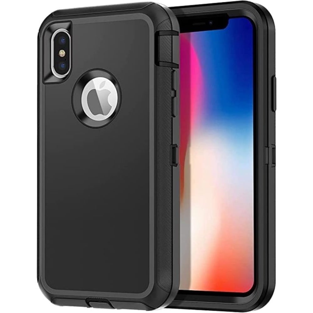 Entronix Heavy Duty Rugged Case for iPhone X/XS Shockproof Dustproof Durable Cover, Black