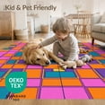 thumbnail image 4 of ODIKA 5'x7' Washable Area Rug Contemporary Pink Grid Layout Interrupted Geometric Motif for Guest Room, Lounge, Apartment, Non-Slip Low Profile, Stain Resistant, 4 of 7